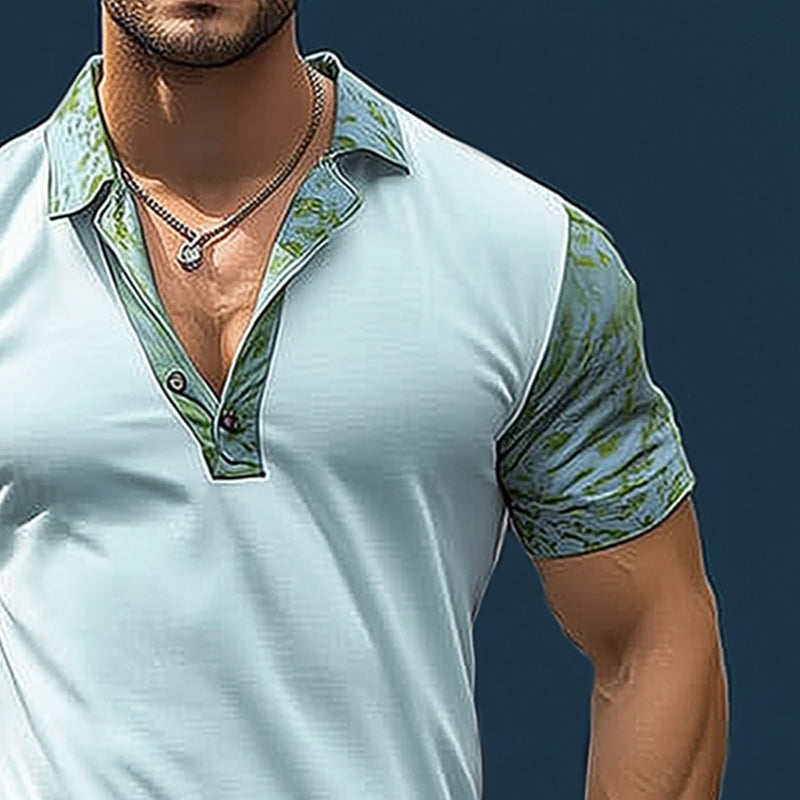 Men's summer fashion patchwork polo collar T-shirt MTA2441D9U