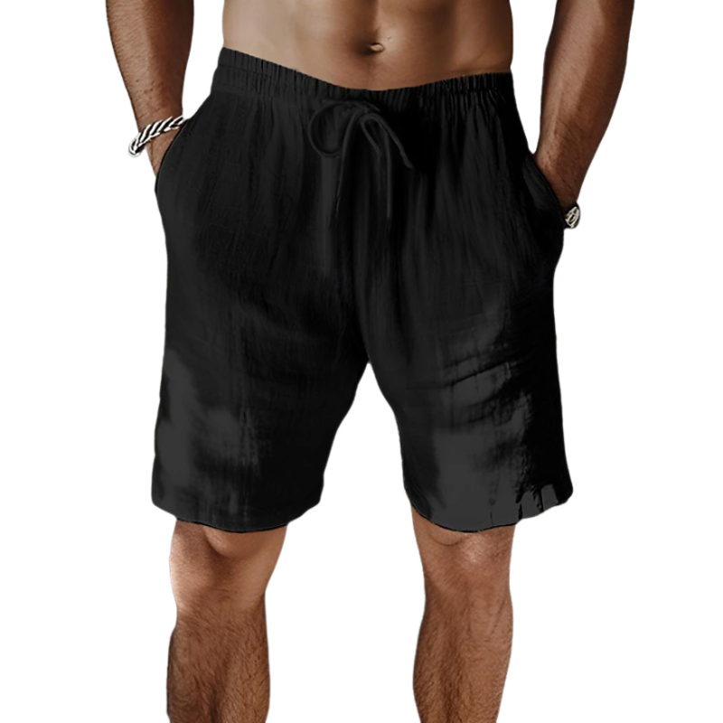 Menn Uformelt pustende bomull Lin Elastisk midje Løs ferieshorts MTA2351D6M