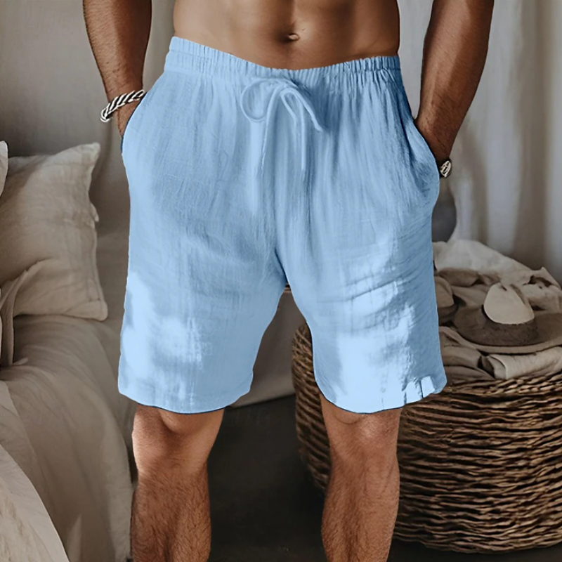 Menn Uformelt pustende bomull Lin Elastisk midje Løs ferieshorts MTA2351D6M