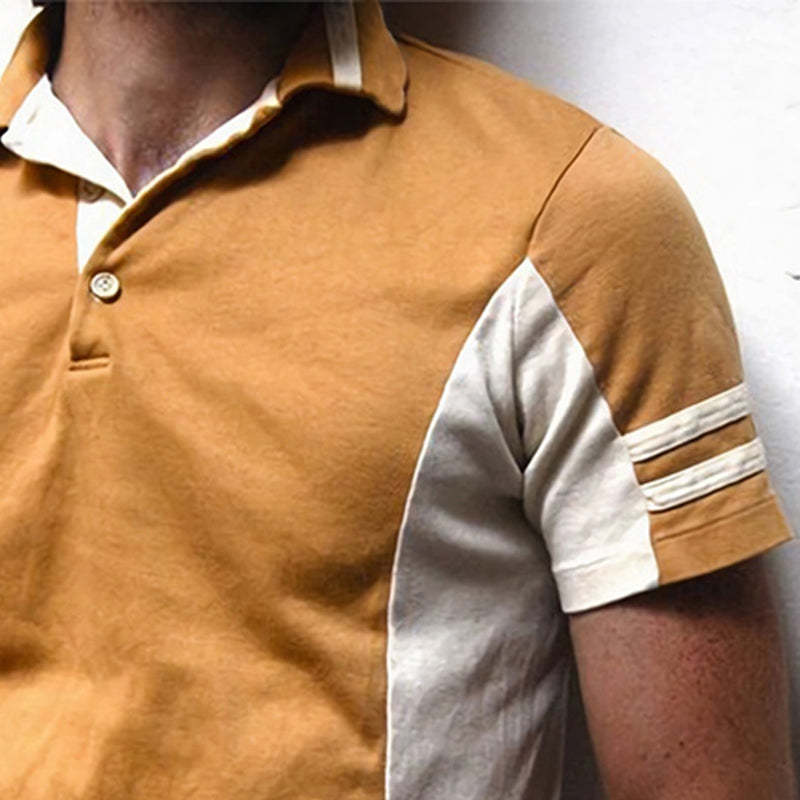 Men's Summer Classic Colorblock Polo Collar Slim Fit T-Shirt MTA2498D9U