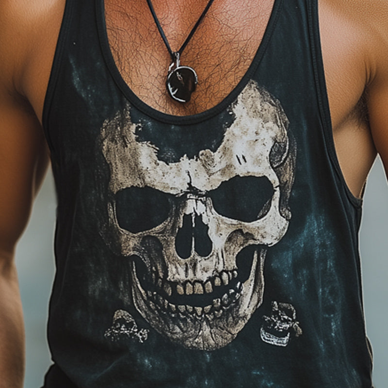 Men's Summer Fashion Retro Skull Print Tank Top MTA2537D4U