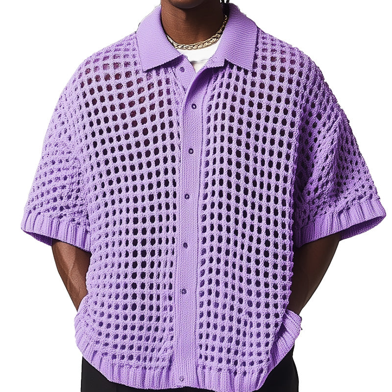 Men's Summer Fashion Hollow Knitted Breathable Comfortable Cardigan MTA2506D8P