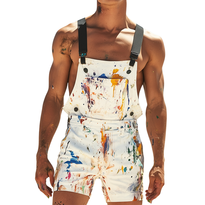 Men's Retro Casual Colorful Printed Bib Shorts MTA2528D6TO