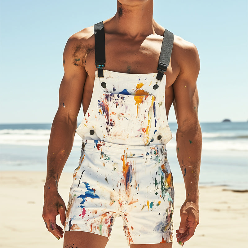 Men's Retro Casual Colorful Printed Bib Shorts MTA2528D6TO