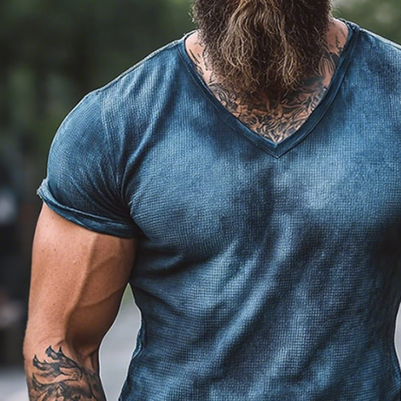 Men's Retro Casual Gradient Printed Round Neck Short Sleeve T-Shirt MTA2587D2TO