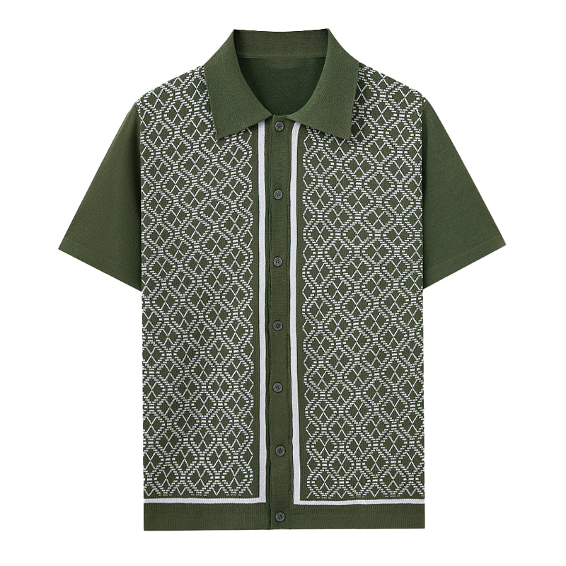 Men's jacquard knitted short-sleeved POLO shirt MTA2744D2X