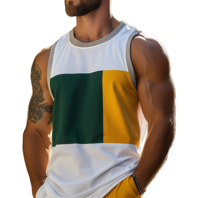 Men's Summer Fashion Contrast Print Blended Tank Top MTA2719D3P