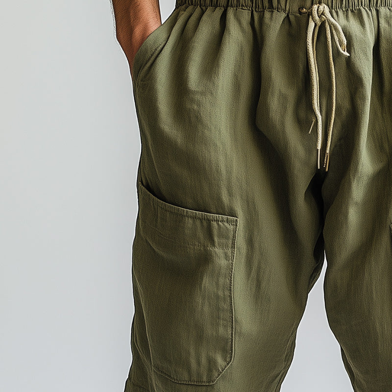 Men's Summer Comfortable Breathable Linen Casual Sports Shorts MTA2768D7P