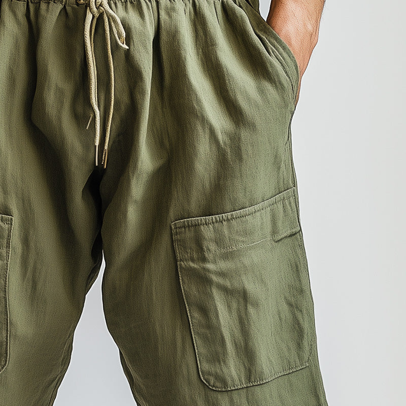 Men's Summer Comfortable Breathable Linen Casual Sports Shorts MTA2768D7P