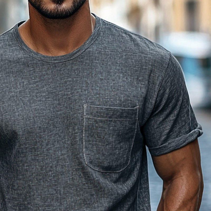 Men's Cotton And Linen Round Neck Casual Loose Short-Sleeved T-Shirt MTA2715D5X