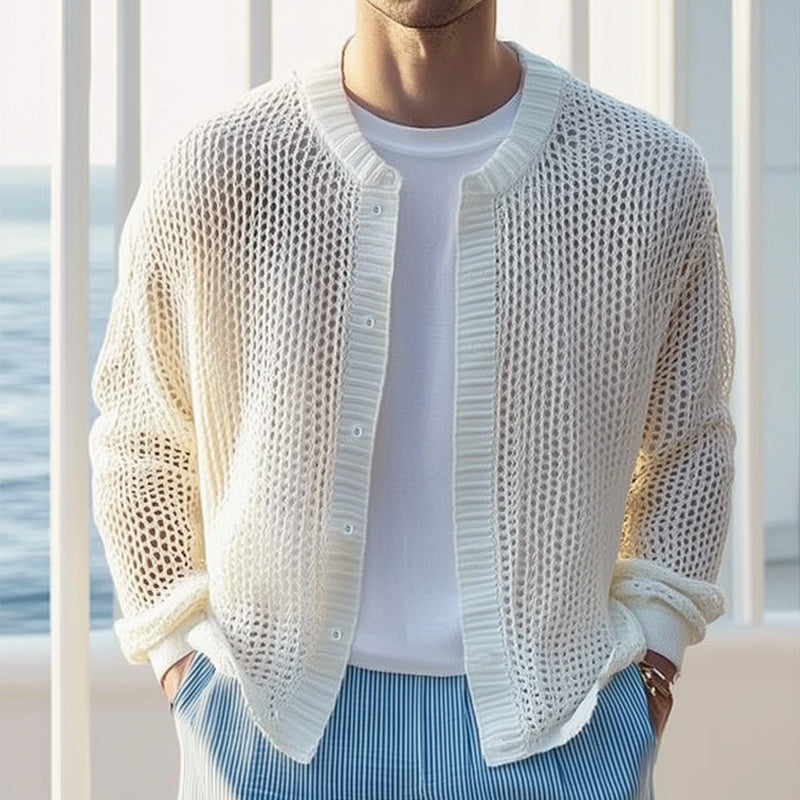 Men's Comfortable Breathable Mesh Knitted Cardigan MTA2723D3U