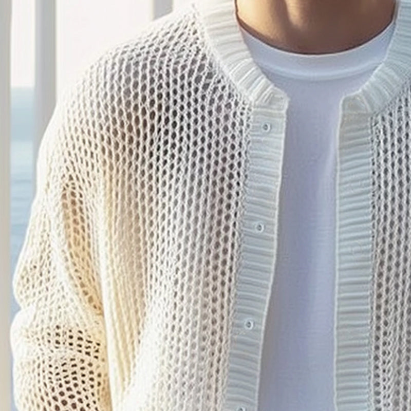 Men's Comfortable Breathable Mesh Knitted Cardigan MTA2723D3U