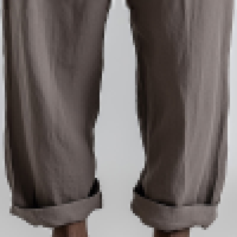 Men's Summer Fashion Solid Color Linen Blended Breathable Trousers MTA2702D1P