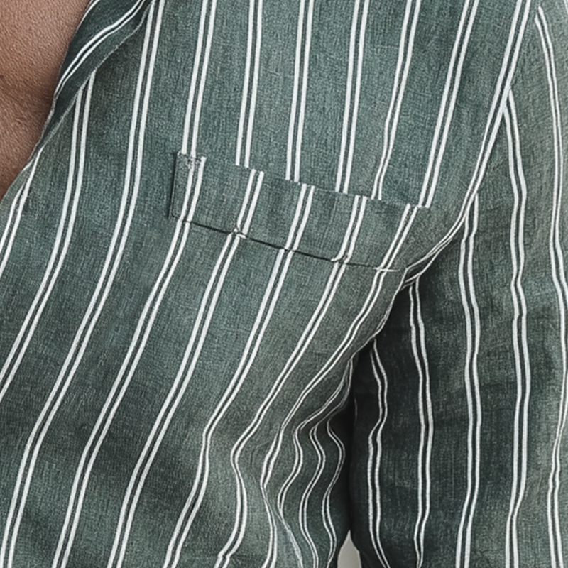 Men's Summer Striped Print Cotton Blend Long Sleeve Shirt MTA1594G8P