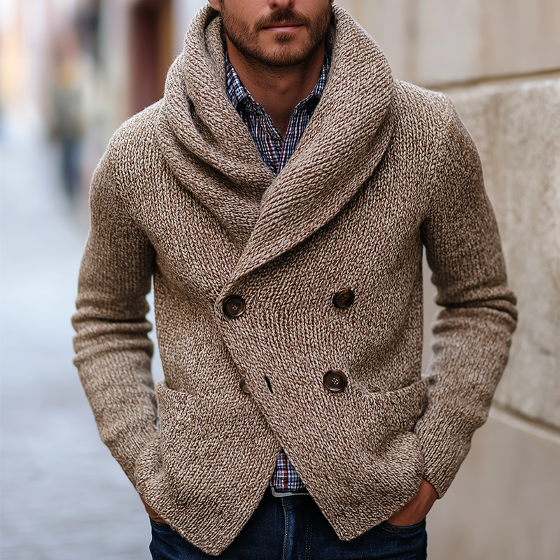 Men's Retro Casual Knit Double-Breasted Cardigan MTA0827L7TO