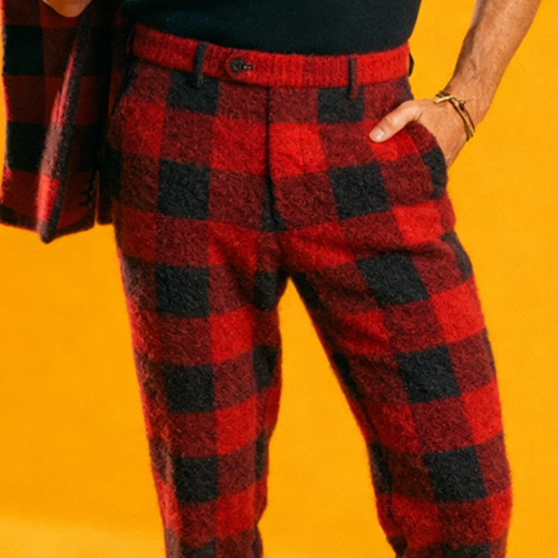 Men's Retro Casual Plaid Tweed Pants MTA2270K6TO