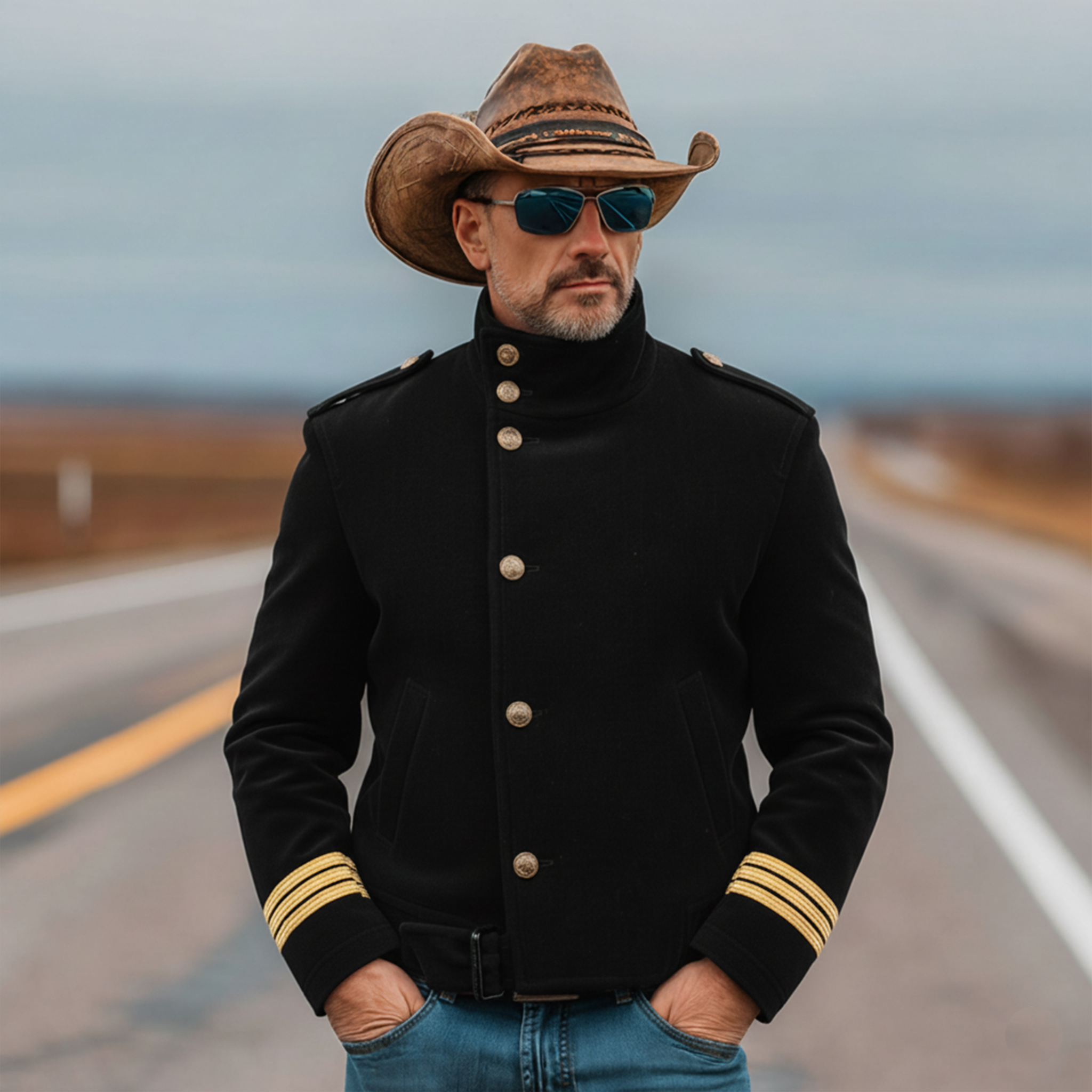 Men's Classic Retro Western Style Stand-up Collar Faux Velvet Jacket MTA0455L7K