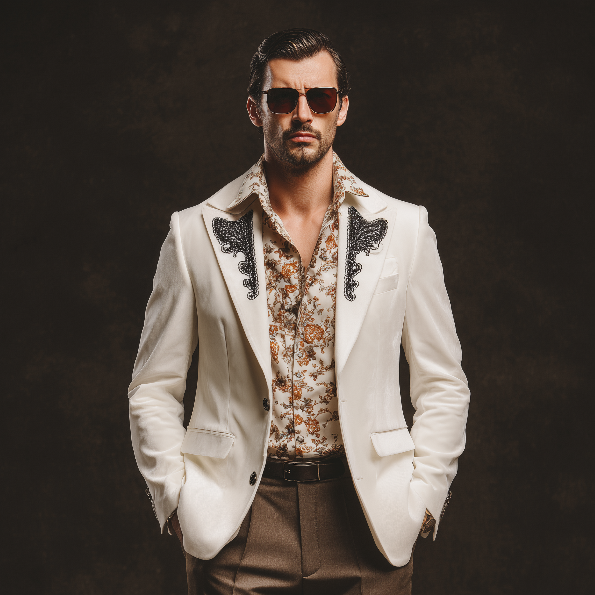 Men's Classic Vintage Gentleman Collar Embroidered Velvet Single-breasted Blazer MTA3114G6K