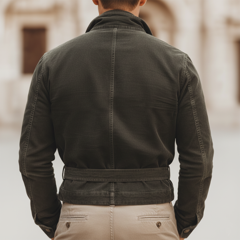 Men's Classic Elegant Faux Suede Belt High Hip Jacket MTA3002L6U