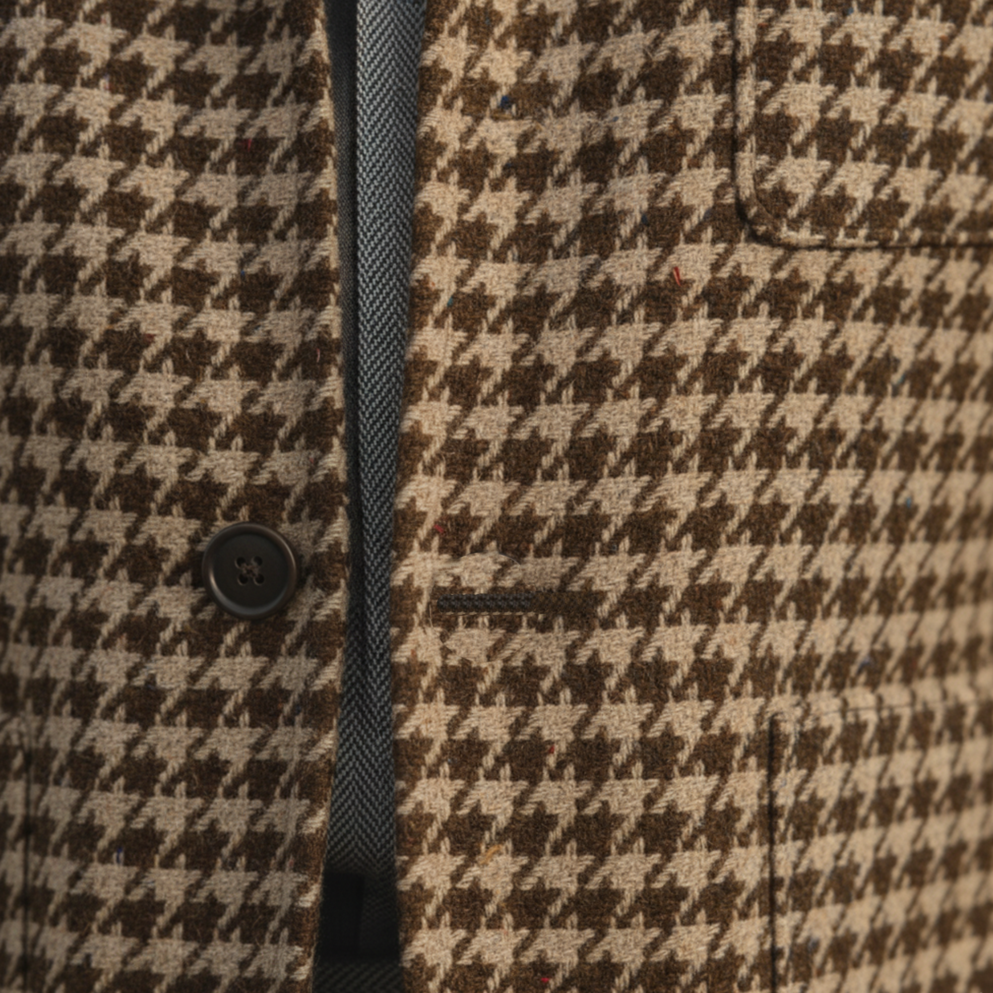 Men's Classic Retro Stand Collar Faux Houndstooth Wool Jacket MTA2505I3K