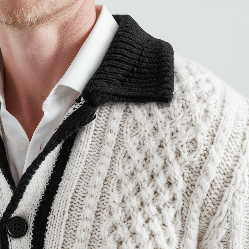 Men's Winter Fashionable Cable-knitted Cotton Sweater MTA1635J0P