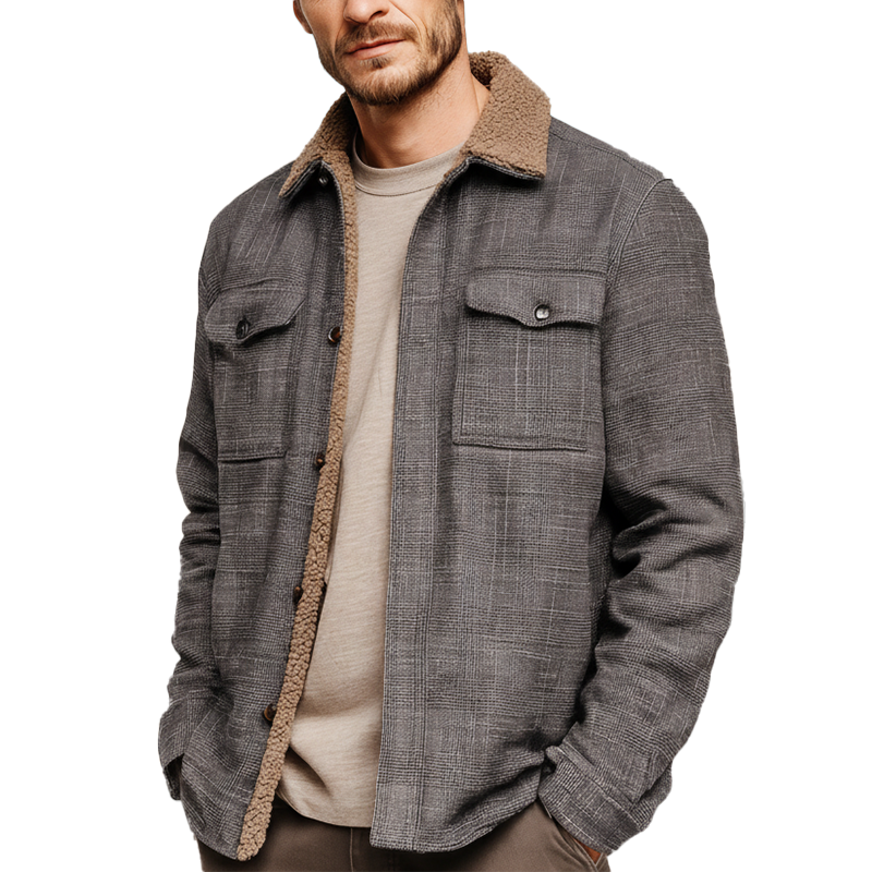 Men's Winter Fashion Plaid Polar Fleece Lined Shirt Jacket MTA2543I0P