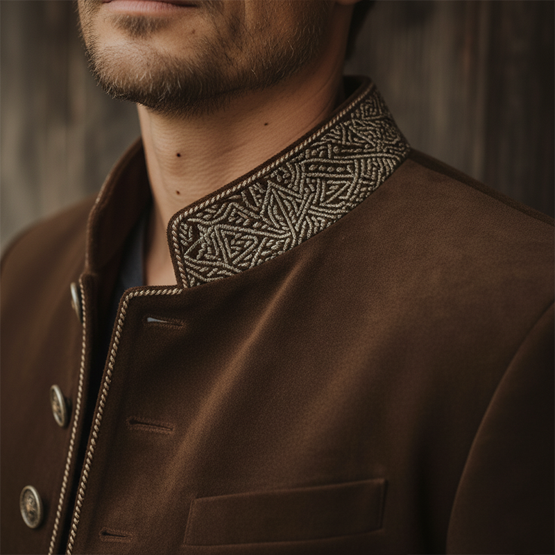 Men's Winter Fashion Embroidered Faux Suede Cropped Jacket MTA1551J3P