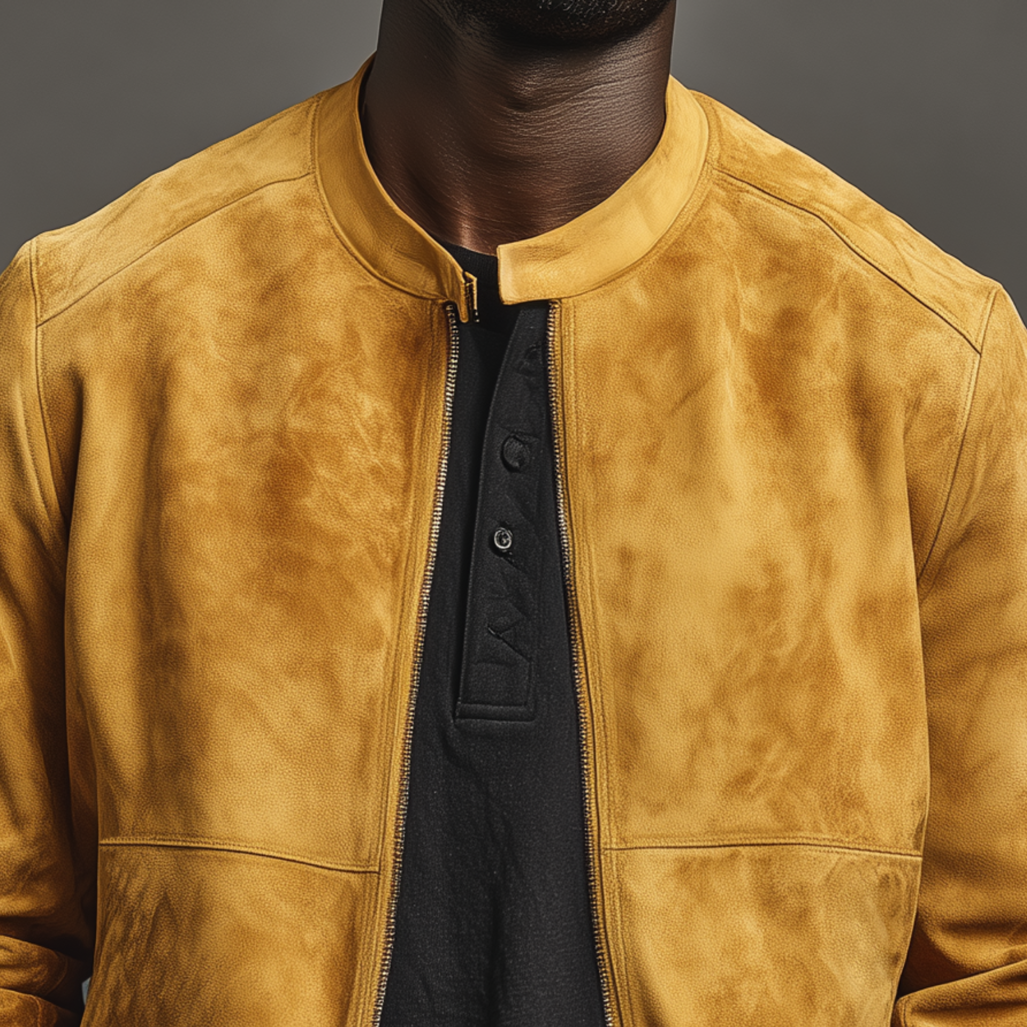 Men's Classic Casual Suede Stand Collar Loose Zipper Thin Jacket MTA0271H2K