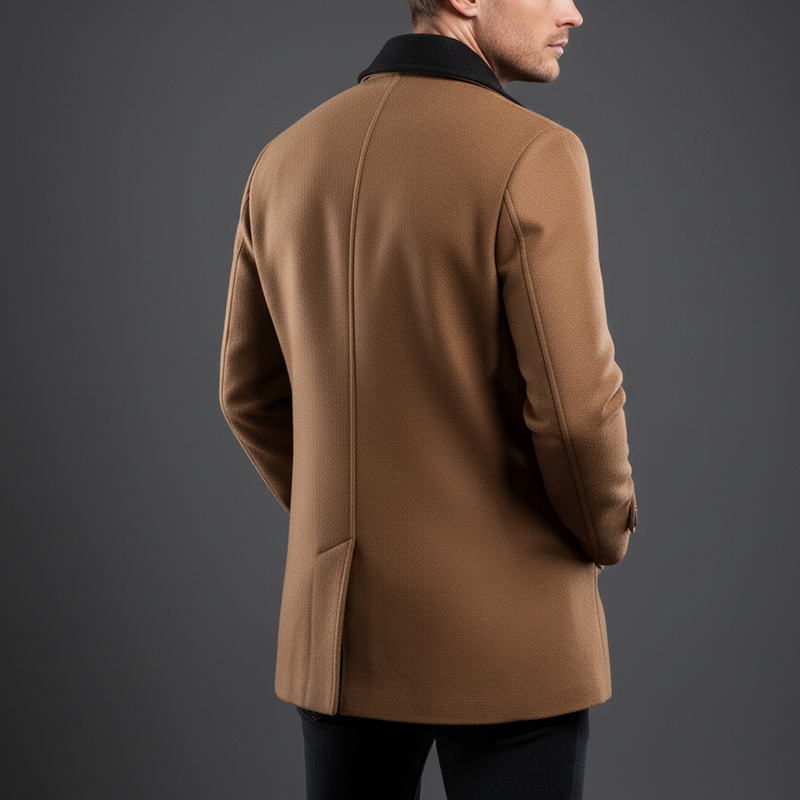 Men's Winter Fashion Contrast Color Stitching Faux Wool Double-breasted Coat MTA2827I8P