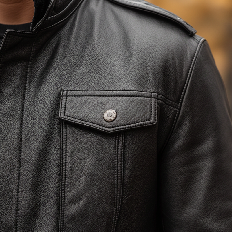 Men's Vintage Stand-collar PU Faux Leather Button-up Jacket MTA1625L0P