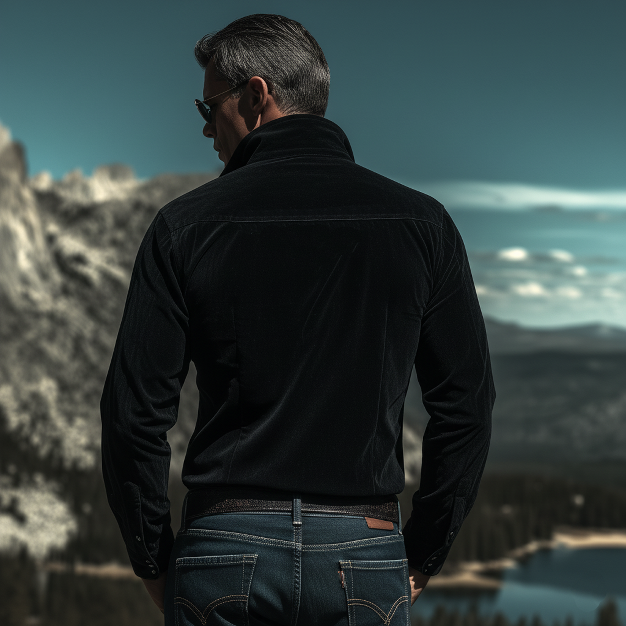 Men's Classic Vintage Western-style Stand-collar Embroidered Faux Suede Slim-fit Long-sleeved Shirt MTA1502L4K