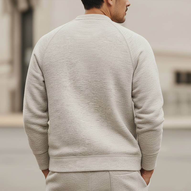 Men's Urban Casual Three-button Henley Neck Solid Color Sweatshirt MTA0960L5U