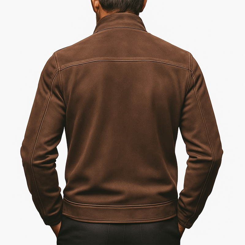 Men's Vintage Stand Collar Suede Zip-Up Jacket MTA0236I9U