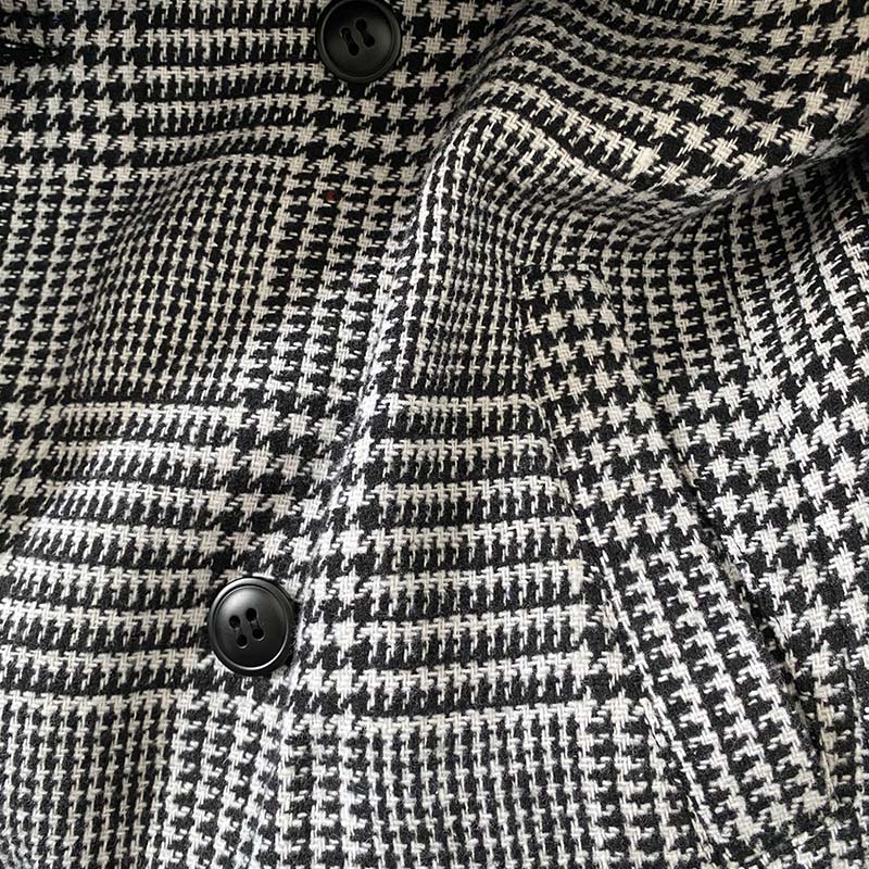 Abrigo informal clásico retro con doble botonadura y estampado de pata de gallo hasta la rodilla para hombre 00944809K
