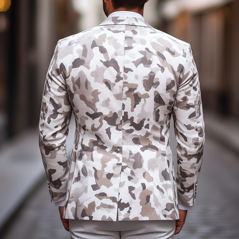 Men's Spring And Autumn Classic Camouflage Two-Button Blazer MTA2214G7U