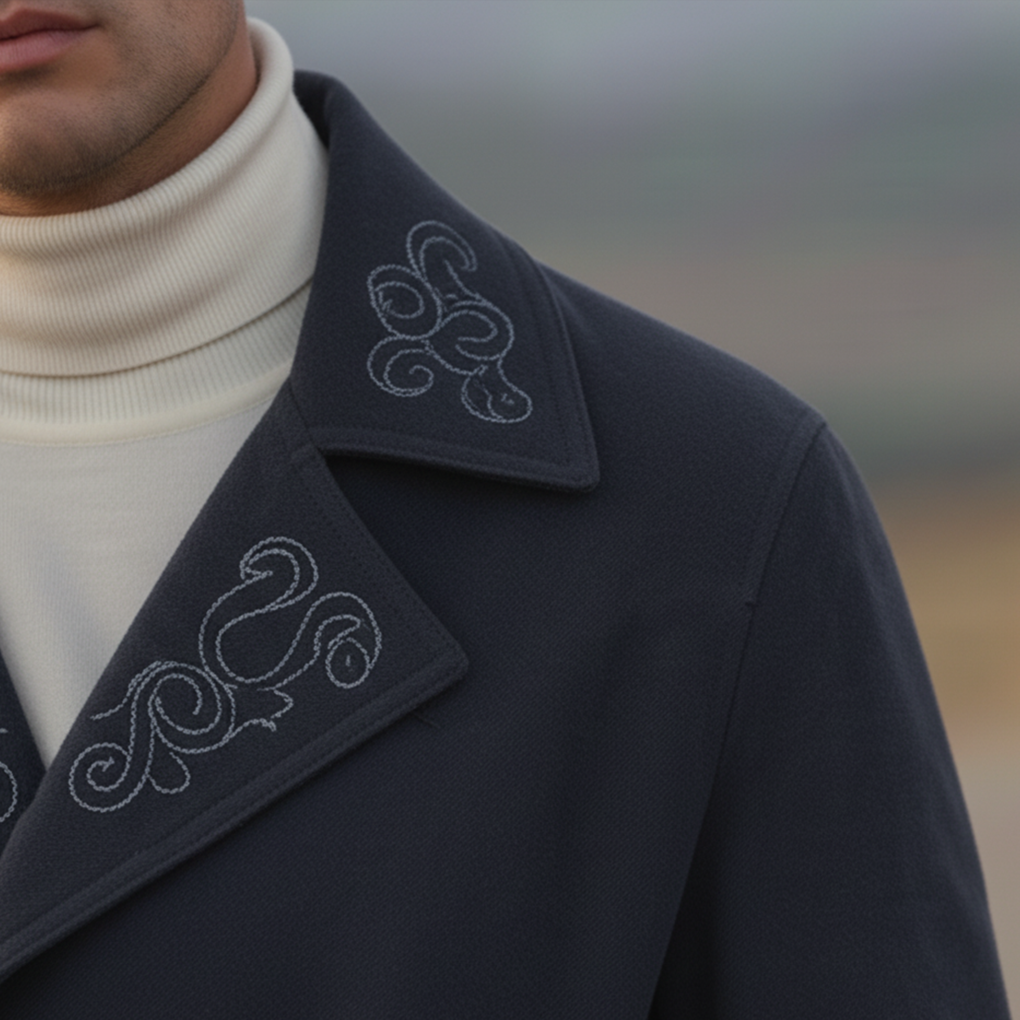 Men's Classic Retro Western Style Lapel Embroidered Faux Suede Double-breasted Jacket MTA1145K2K