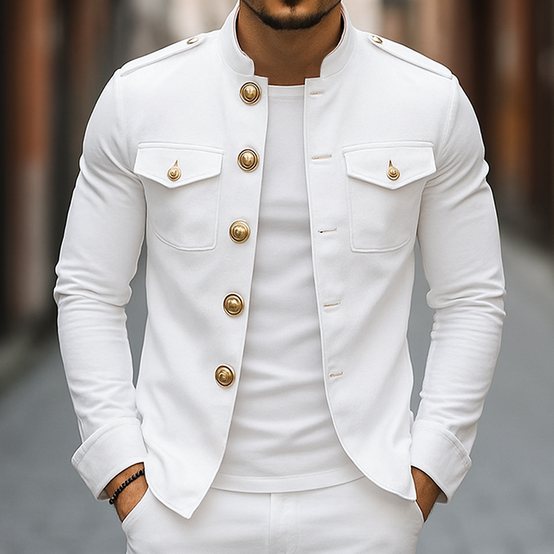 【24-hour shipping out】Men's Vintage Casual Solid Stand Collar Button Jacket 85705875TO