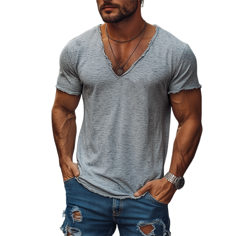 V-neck Summer Short Sleeves Men's Tops main image 1