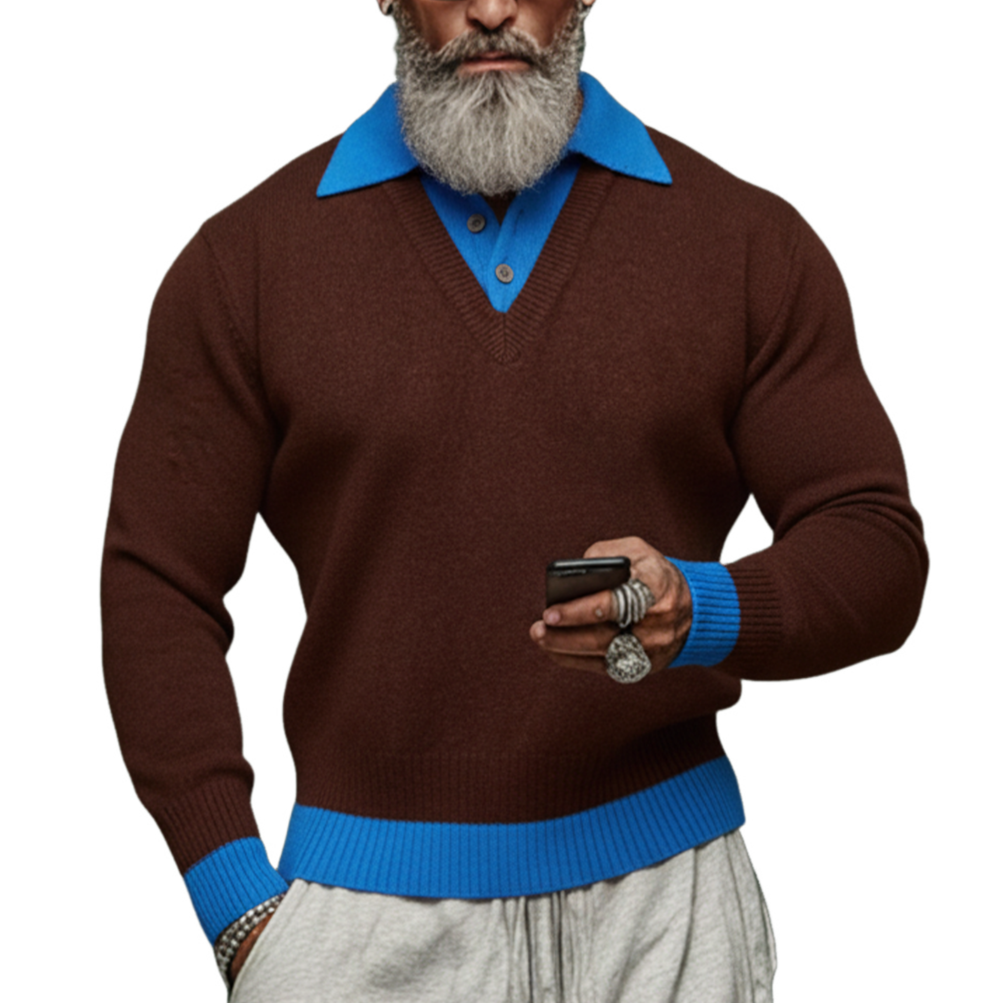 Men's Classic Casual Two-piece Color-blocked Slim-fit Sweater MTA0527K7K