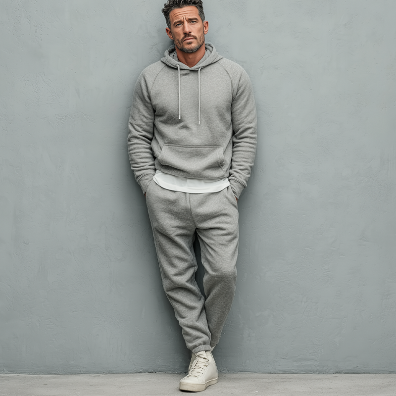 Men's Cotton Blend Hooded Trousers Casual Sportswear Two-piece Set MTA2911K1X