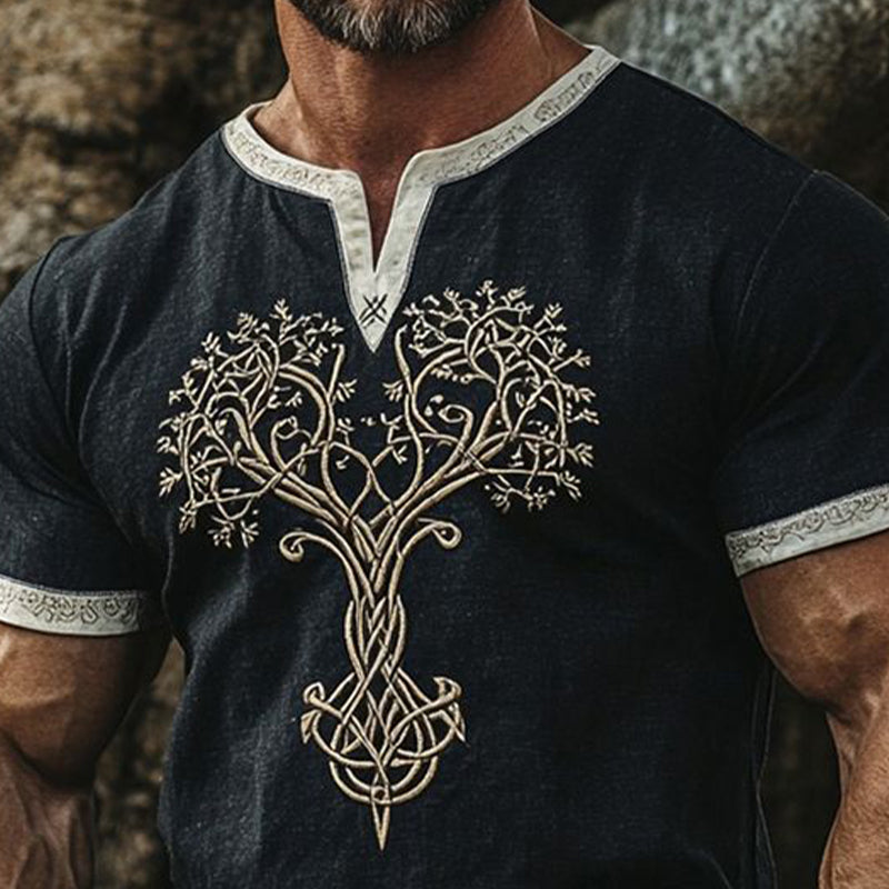 Men's Contrast Print Crew Neck Short Sleeve T-Shirt MTA0850E6X
