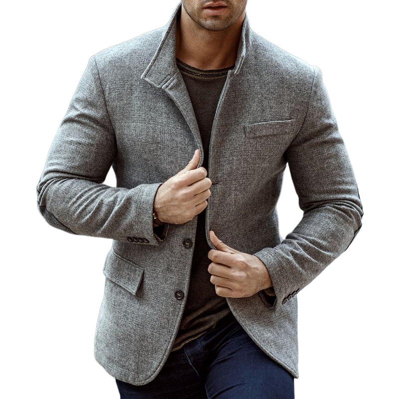 Men's Vintage Casual Plaid Stand-collar Button-up Jacket MTA0587L8TO