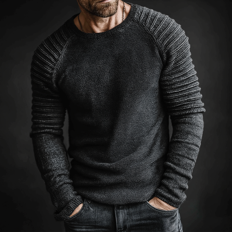 Men's Retro Casual Knitted Crew Neck Pullover Sweater MTA2915J0TO