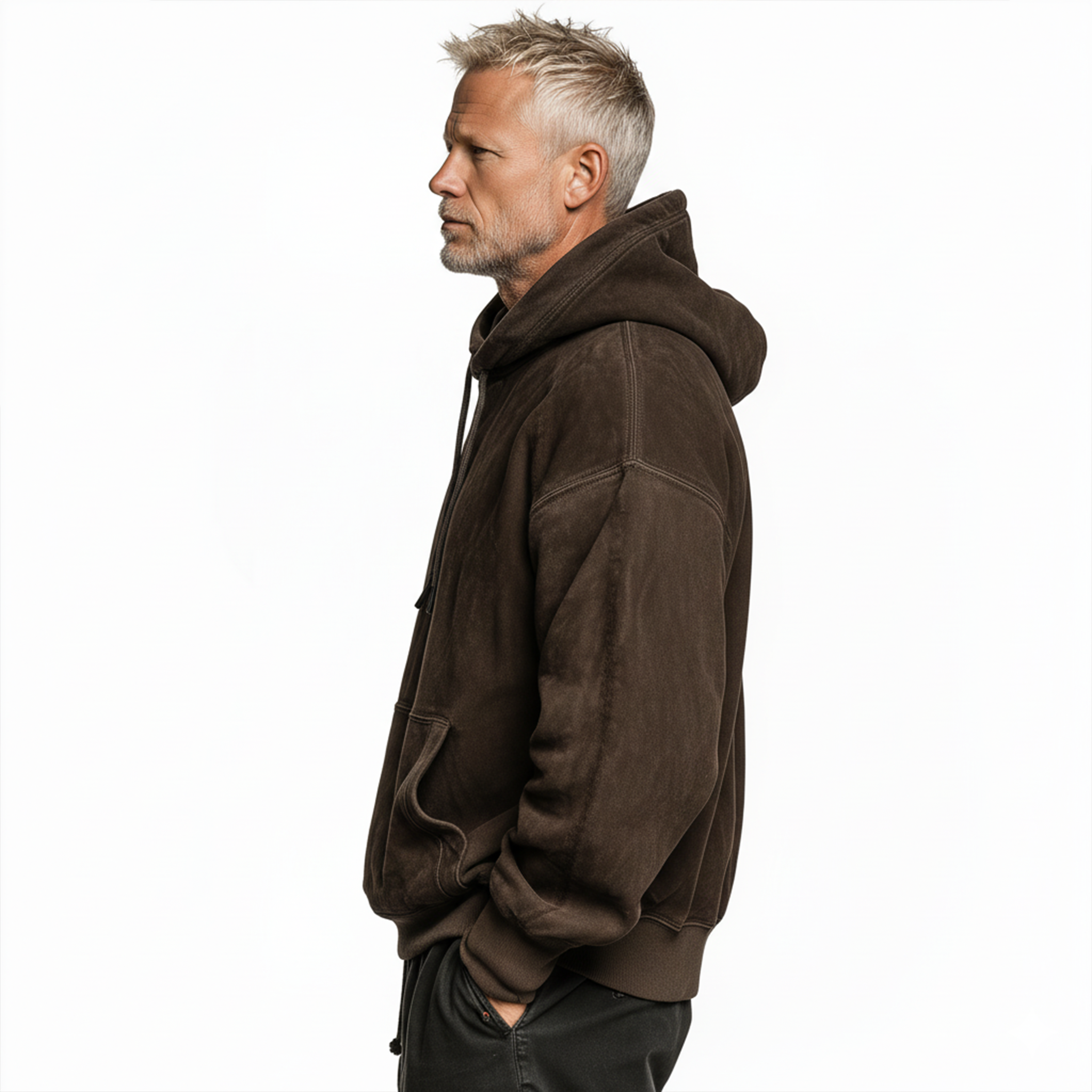 Men's Classic Casual Faux Suede Loose Hoodie MTA1326J7K