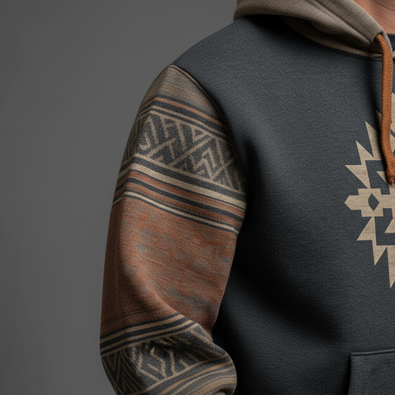 Men's Winter Vintage Polyester Blend Printed Hooded Sweatshirt MTA2328J2P
