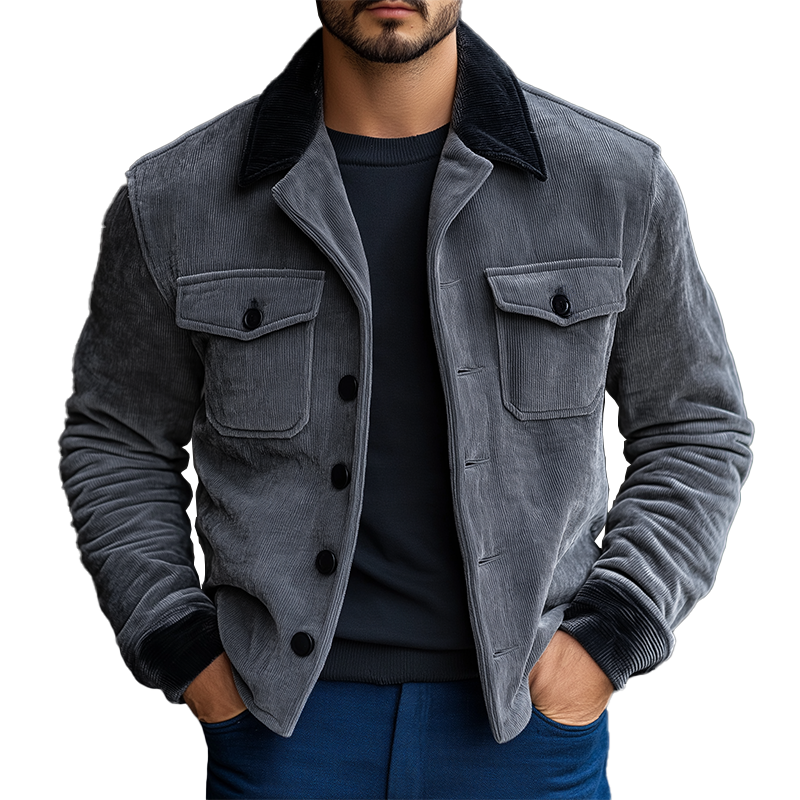 Men's Winter Retro Glossy Corduroy Classic Jacket MTA0553K9P