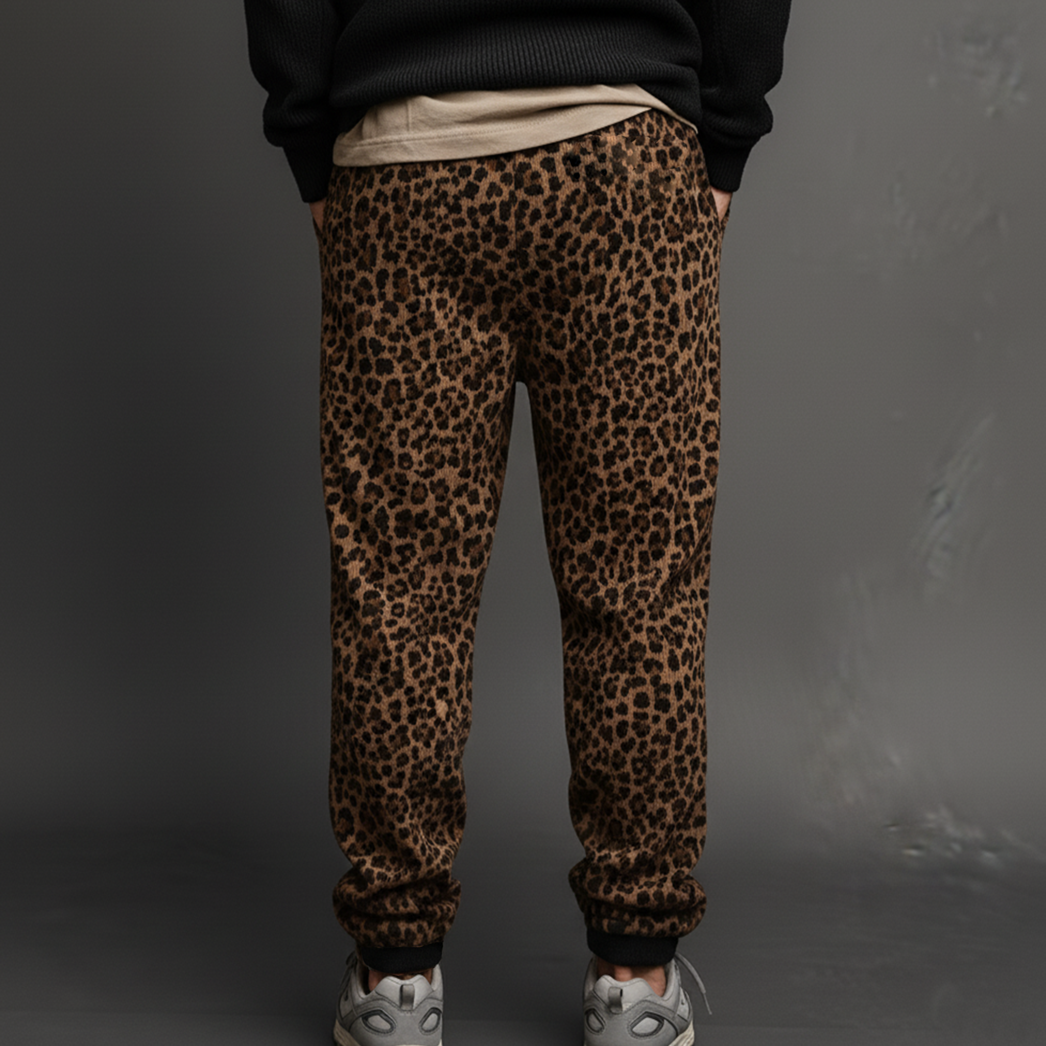 Men's Classic Casual Leopard Corduroy Elastic Waist Pants MTA2444J5K