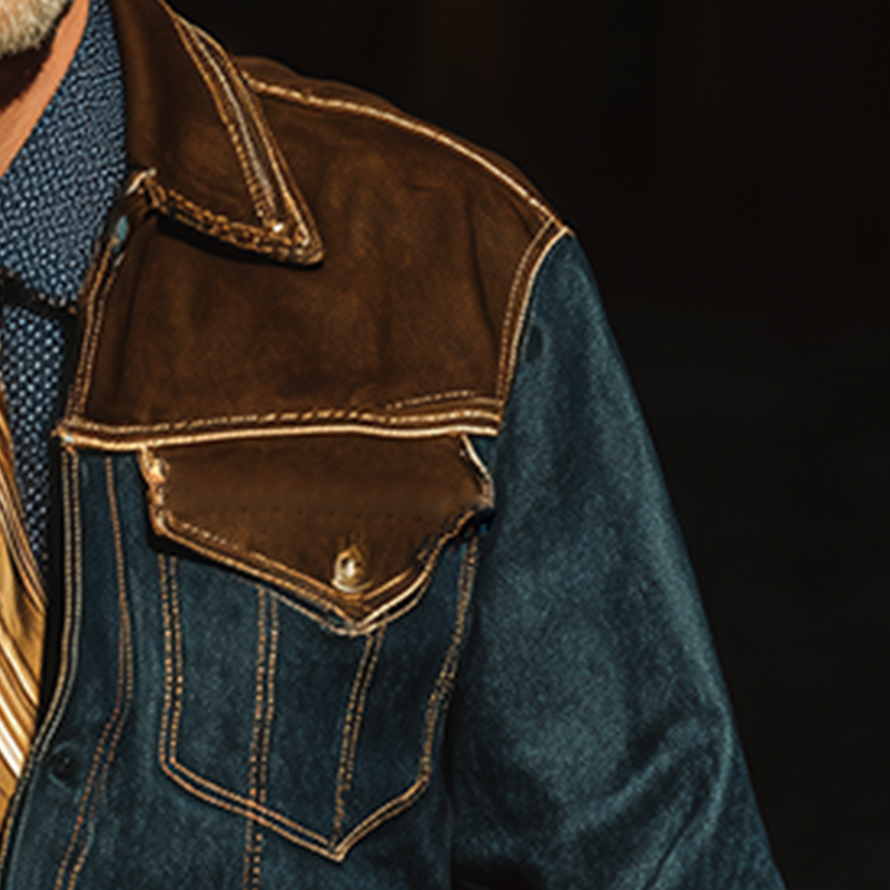 Men's Vintage Denim Faux Suede Long Sleeve Loose Jacket MTA0844I3P