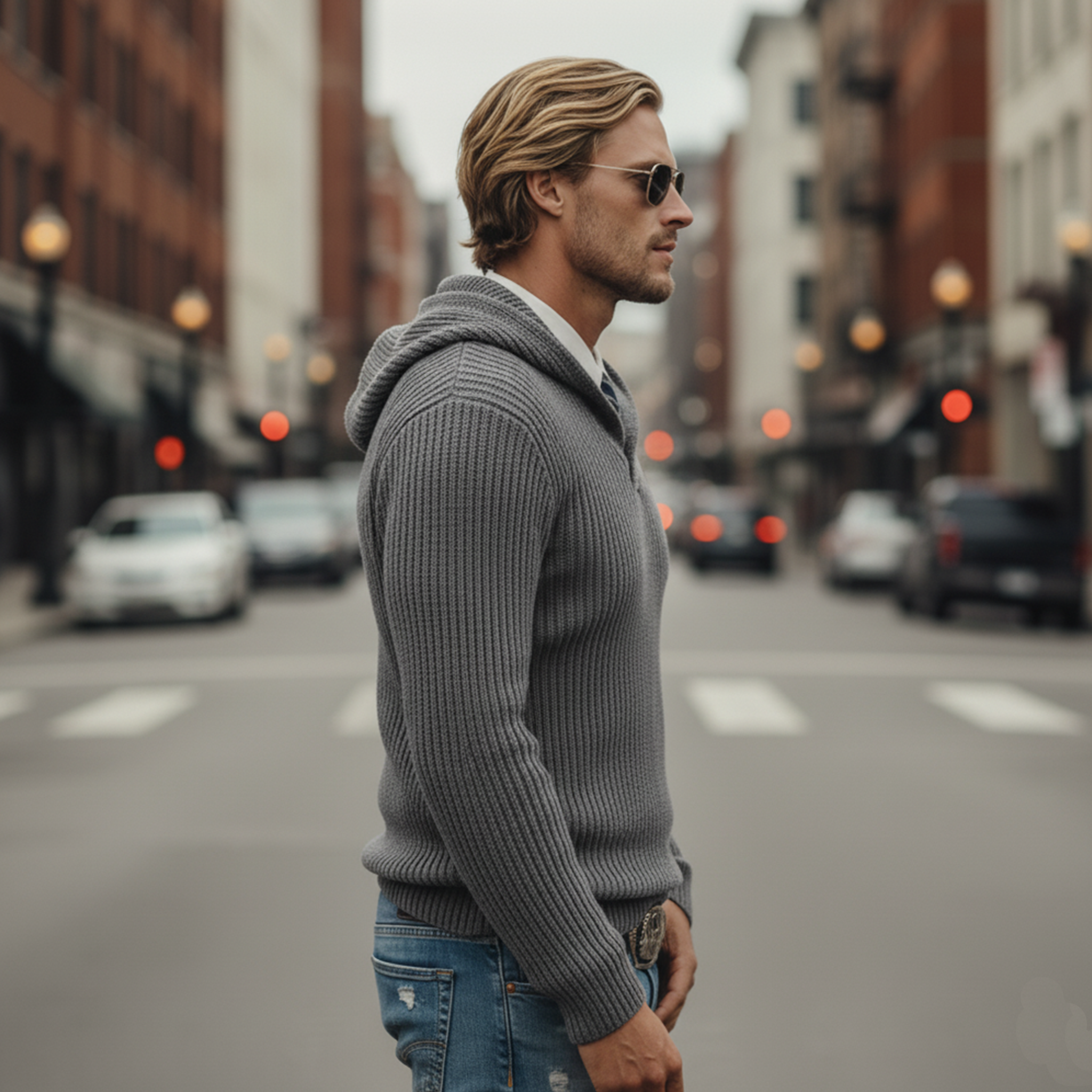 Men's Classic Casual Hooded Slim Fit Knit Sweatshirt MTA2830K7K