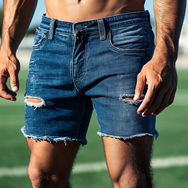 Men's Summer Fashion Washed Ripped Denim Shorts MTA2672E1P